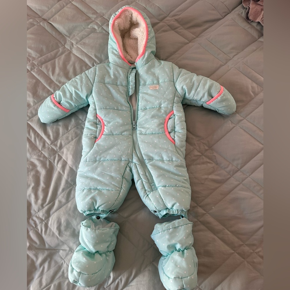 OshKosh B'gosh Light Blue and Pink Footed Onesie